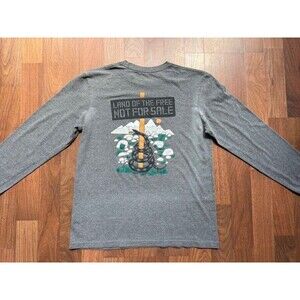Patagonia Mens Long Sleeve T-Shirt XS Land of The‎ Free Gray Responsibili-Tee